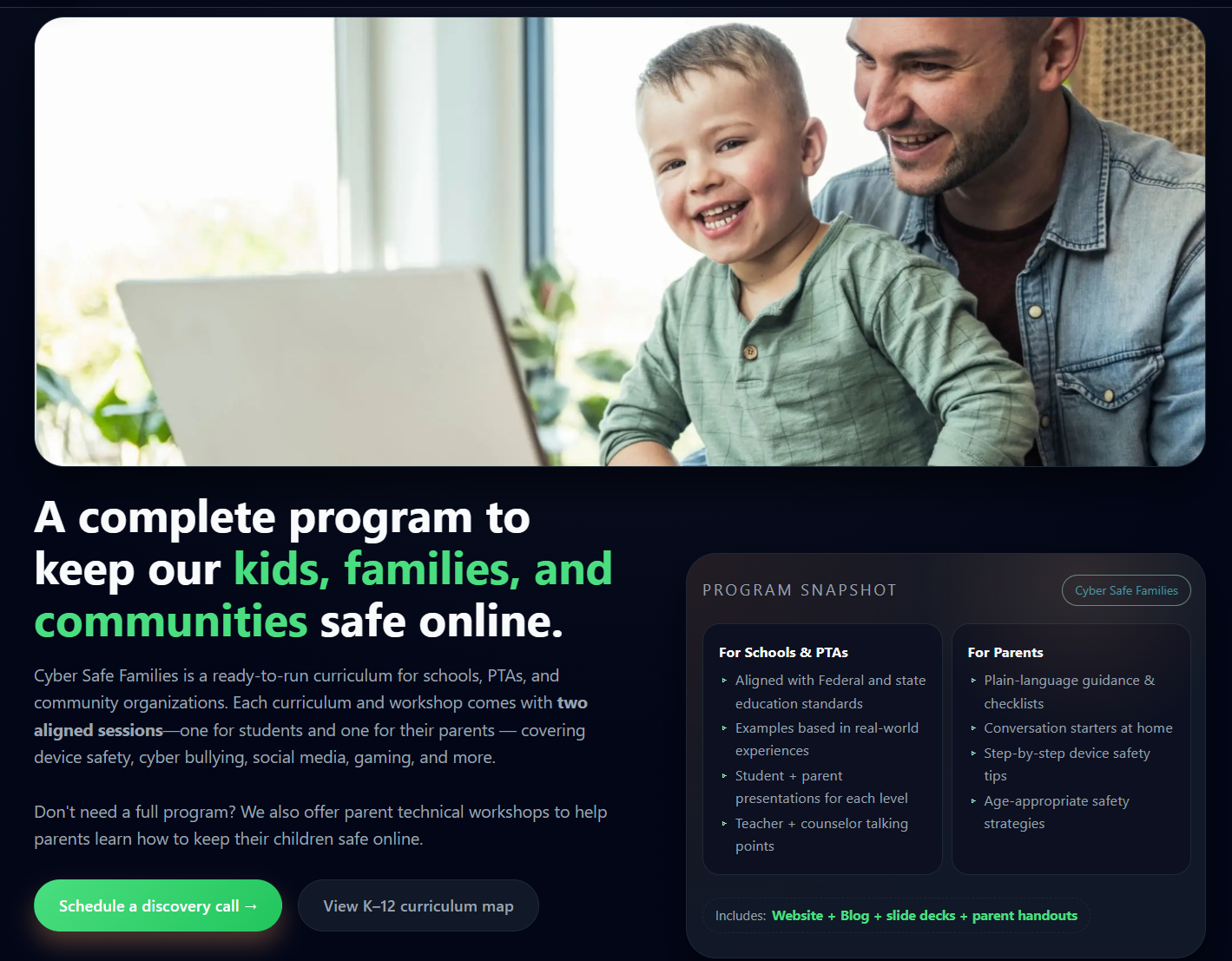 Your Cyber Safe Family website screenshot